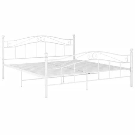 Cadre de lit Blanc Métal 200x200 cm