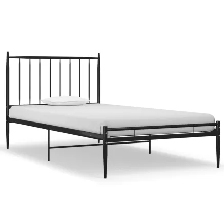 Cadre de lit sans matelas noir métal 90x200 cm 2