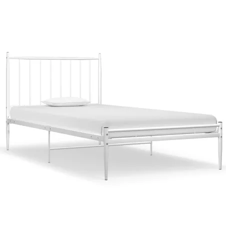 Cadre de lit sans matelas blanc métal 100x200 cm