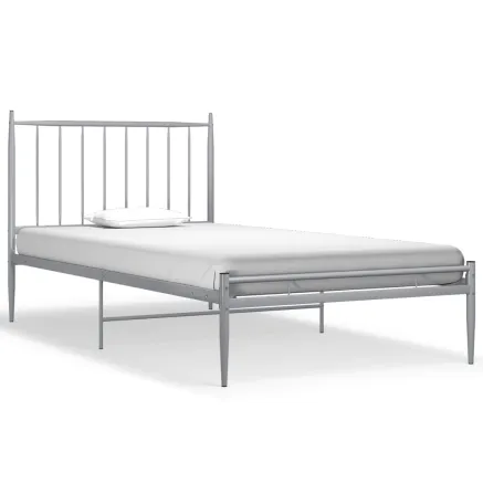 Cadre de lit sans matelas gris métal 100x200 cm 2