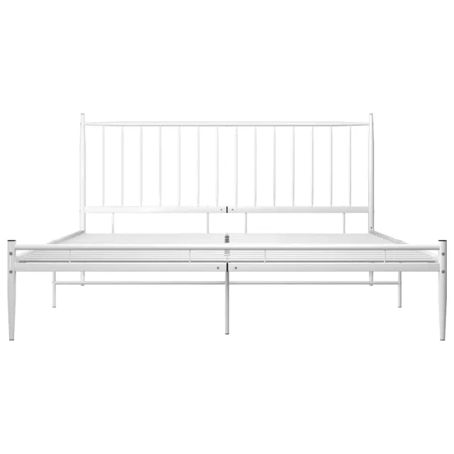 Cadre de lit sans matelas blanc métal 200x200 cm