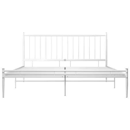 Cadre de lit sans matelas blanc métal 200x200 cm