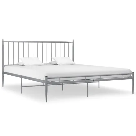 Cadre de lit sans matelas gris métal 200x200 cm 2