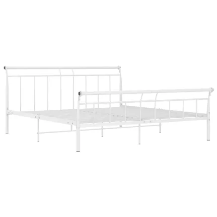 Cadre de lit sans matelas blanc métal 160x200 cm 2