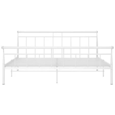 Cadre de lit sans matelas blanc métal 160x200 cm