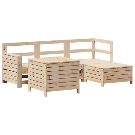 Salon de jardin 5 pcs bois de pin massif 2