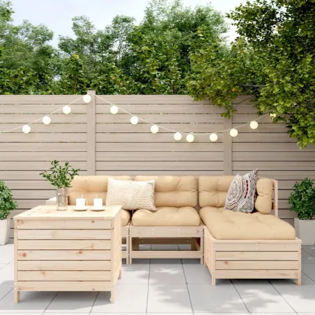 Salon de jardin 5 pcs bois de pin massif