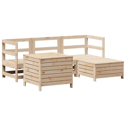 Salon de jardin 5 pcs bois de pin massif 2