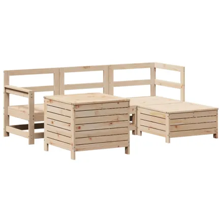 Salon de jardin 5 pcs bois de pin massif 2