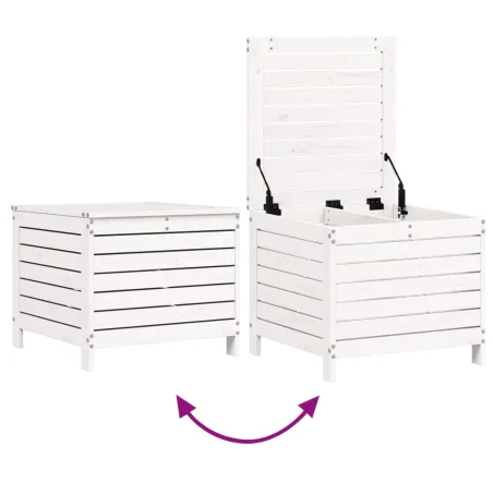 Salon de jardin 5 pcs blanc bois massif de pin