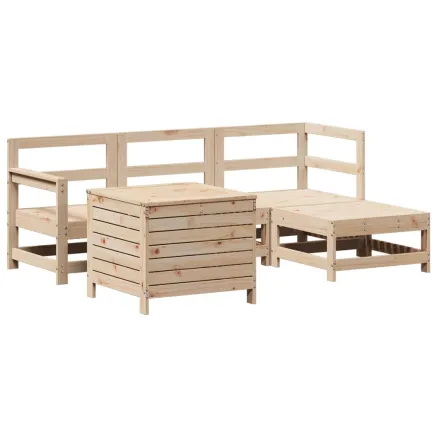 Salon de jardin 5 pcs bois de pin massif 2
