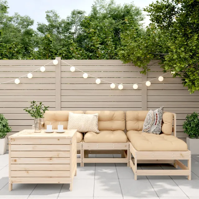 Salon de jardin 5 pcs bois de pin massif