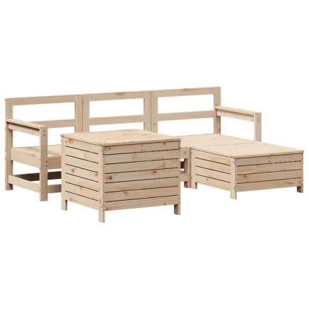 Salon de jardin 5 pcs bois de pin massif 2