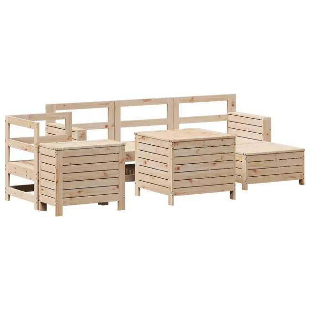 Salon de jardin 7 pcs bois de pin massif