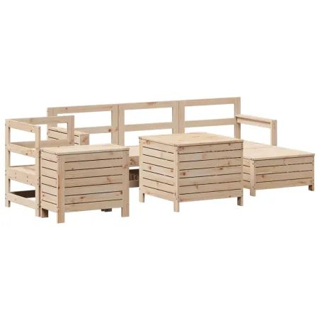 Salon de jardin 7 pcs bois de pin massif