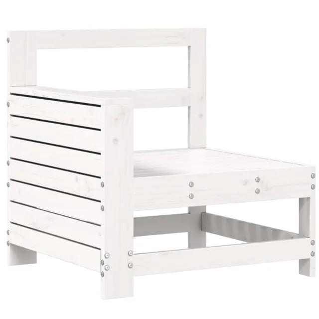 Salon de jardin 7 pcs blanc bois de pin massif