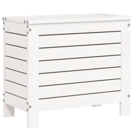 Salon de jardin 7 pcs blanc bois de pin massif