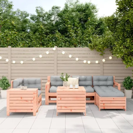 Salon de jardin 7 pcs bois massif sapin de douglas