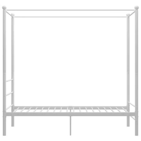 Cadre de lit à baldaquin sans matelas blanc métal 90x200 cm