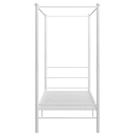 Cadre de lit à baldaquin sans matelas blanc métal 90x200 cm