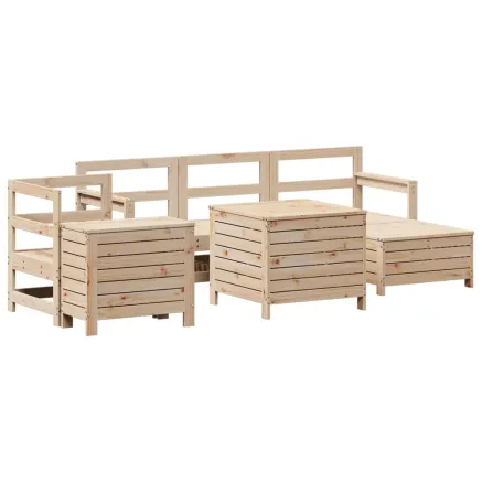 Salon de jardin 7 pcs bois de pin massif 2