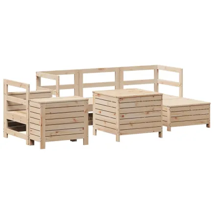 Salon de jardin 7 pcs bois de pin massif 2