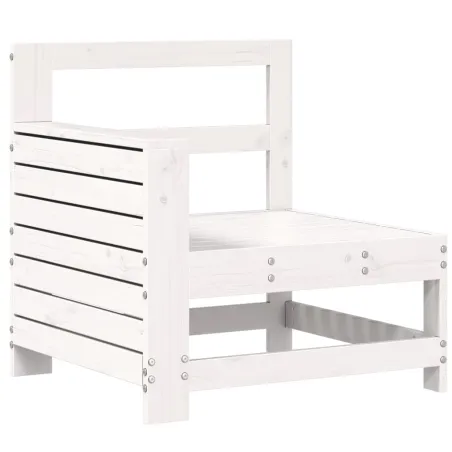 Salon de jardin 7 pcs blanc bois de pin massif