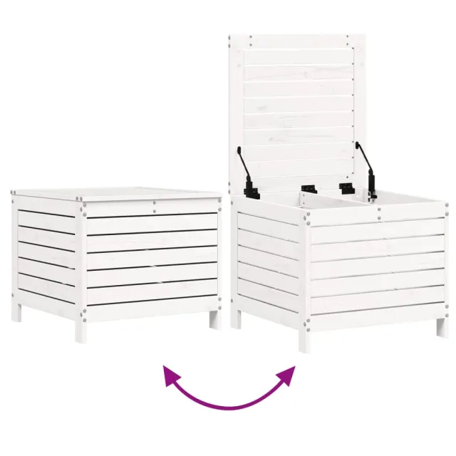 Salon de jardin 7 pcs blanc bois de pin massif