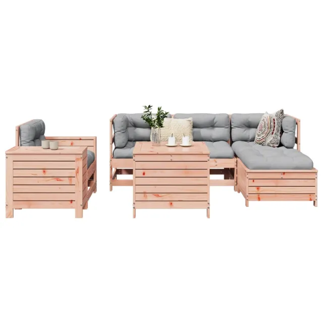 Salon de jardin 7 pcs bois massif sapin de douglas