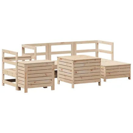 Salon de jardin 7 pcs bois de pin massif 2