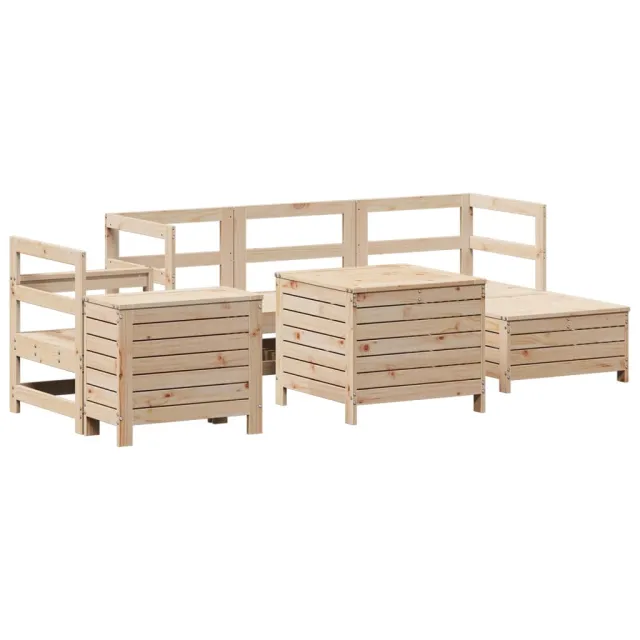 Salon de jardin 7 pcs bois de pin massif