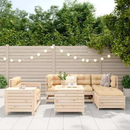 Salon de jardin 7 pcs bois de pin massif