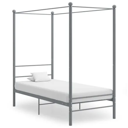 Cadre de lit à baldaquin sans matelas gris métal 90x200 cm