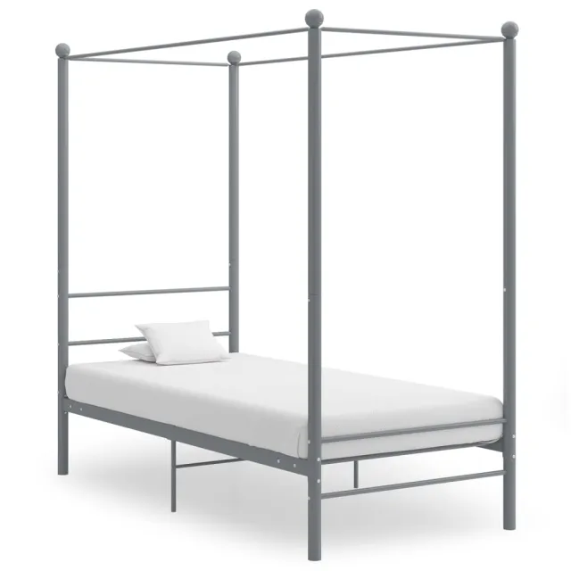 Cadre de lit à baldaquin sans matelas gris métal 90x200 cm