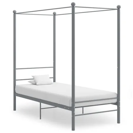 Cadre de lit à baldaquin sans matelas gris métal 90x200 cm