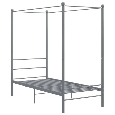 Cadre de lit à baldaquin sans matelas gris métal 90x200 cm