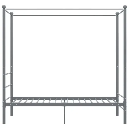 Cadre de lit à baldaquin sans matelas gris métal 90x200 cm