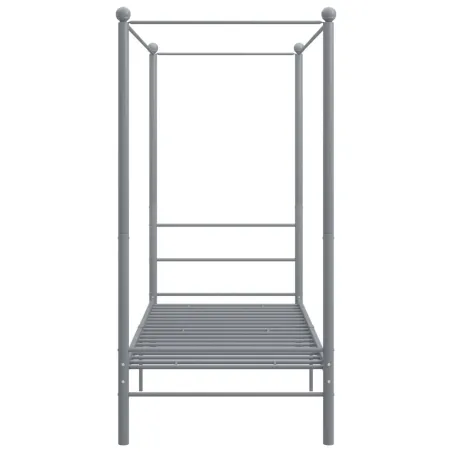 Cadre de lit à baldaquin sans matelas gris métal 90x200 cm