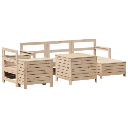 Salon de jardin 7 pcs bois de pin massif 2