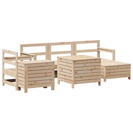 Salon de jardin 7 pcs bois de pin massif 2
