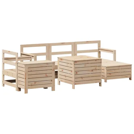 Salon de jardin 7 pcs bois de pin massif