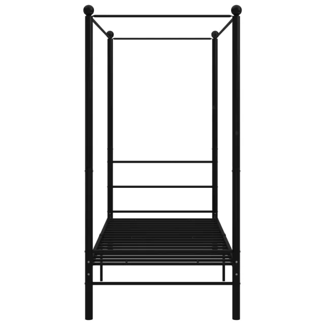 Cadre de lit à baldaquin sans matelas noir métal 100x200 cm