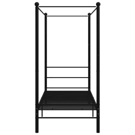 Cadre de lit à baldaquin sans matelas noir métal 100x200 cm