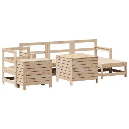 Salon de jardin 7 pcs bois de pin massif 2