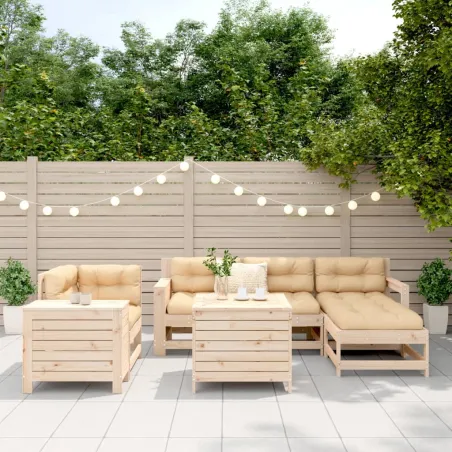 Salon de jardin 7 pcs bois de pin massif