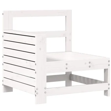 Salon de jardin 7 pcs blanc bois de pin massif