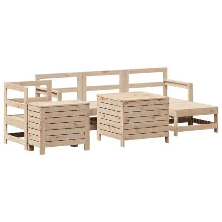 Salon de jardin 7 pcs bois de pin massif 2