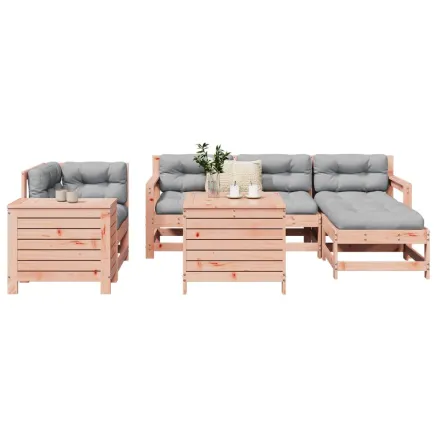 Salon de jardin 7 pcs bois massif sapin de douglas