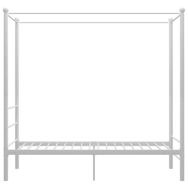 Cadre de lit à baldaquin sans matelas blanc métal 100x200 cm