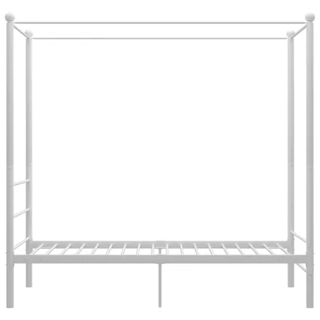 Cadre de lit à baldaquin sans matelas blanc métal 100x200 cm